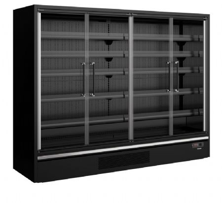 Vitrine murale positive avec 4 portes vitres noir -1C / +5C