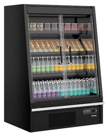 Vitrine murale de supermarché réfrigérée noire 2 portes vitrées positive - Tefcold - Galaxy+ GPL10FGD Black