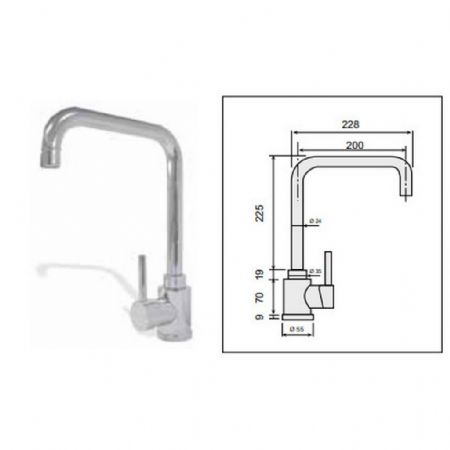 Robinetterie professionnelle pour plonge cuisine 228x70x450 mm - Eratos - GAM-M