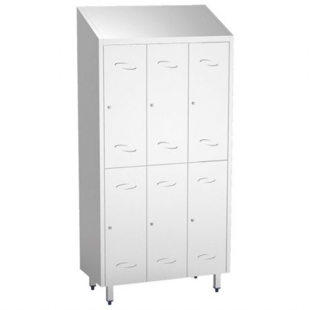 Armoire de Rangements Inox vestiaire avec 6 compartiments, 985x480x2010 mm - Virtus - GBC0003