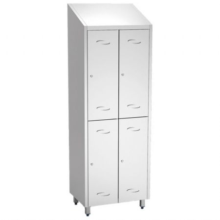Armoire de Rangements Inox vestiaire avec 4 compartiments, 680x480x2010 mm - Virtus - GBC0007