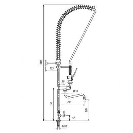 Robinetterie professionnelle pour plonge cuisine douchette ergonomique en inox AISI-304 18/8 - Eratos - GD-1G
