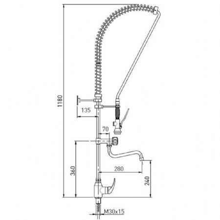 Robinetterie professionnelle pour plonge cuisine avec douchette et col de cygne 805x400x70 mm - Eratos - GD-MG