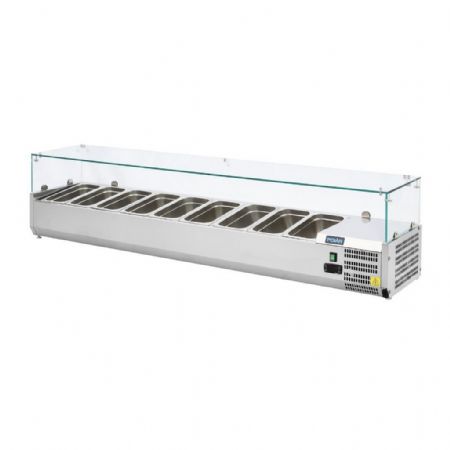 Saladette à Poser avec Couvercle Vitré 9 Bacs GN 1/3 Positive - Polar - GD878