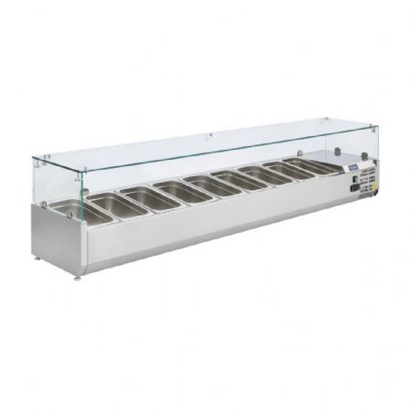 Saladette à Poser avec Couvercle Vitré 9 Bacs GN 1/3 Positive - Polar - GD878