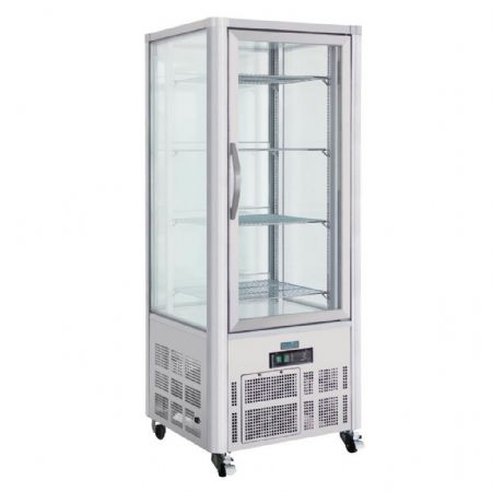 Vitrine à pâtisserie positive 400 L 4 faces vitrées 4 étagères - Polar - GD881