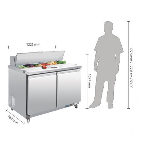Saladette réfrigérée positive 405 L 2 portes 12 x GN 1/6 - Polar - GD882