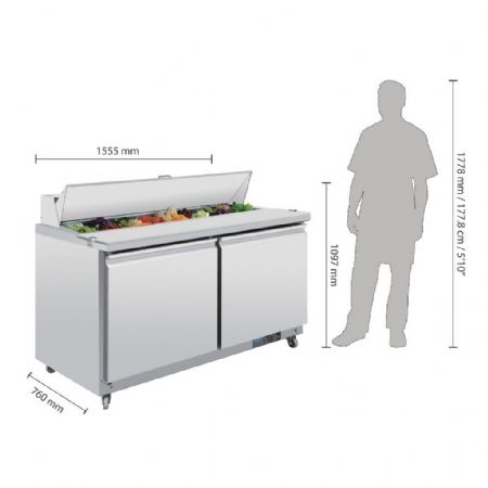 Saladette réfrigérée positive 527 L 2 portes 16 x GN 1/6 - Polar - GD883