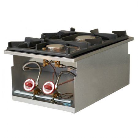 Cuisinière gaz professionnelle 2 feux vifs à encastrer 9,5 kW 400x600 mm - Diamond - GDI/2F4