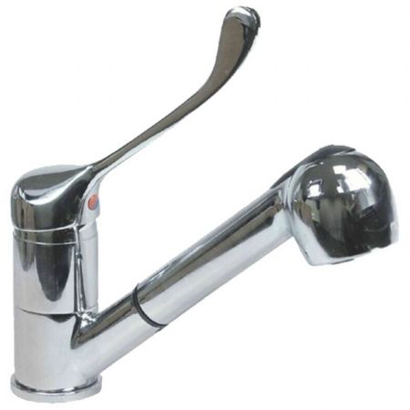 Robinetterie professionnelle plonge cuisine Mélangeur monotrou à levier unique douchette extractible, raccord 1/2