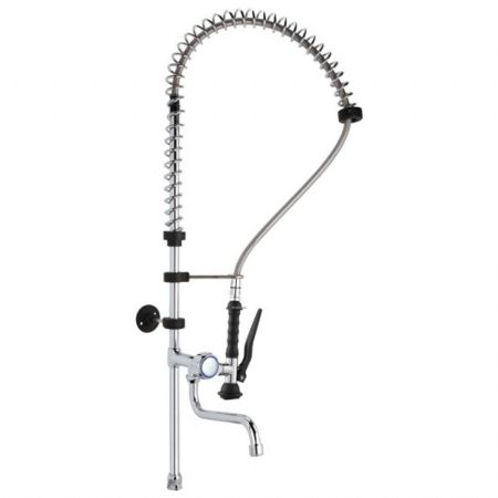 Robinetterie professionnelle plonge cuisine Douche vaisselle bec pivotant, commande à pédale ou à genou, raccord 1/2