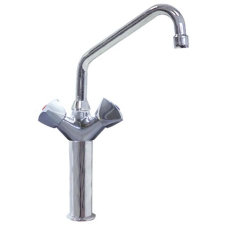 Robinetterie professionnelle plonge cuisine Mélangeur monotrou sur colonne 200 mm bec en U, raccord 1/2 - Virtus - GDZ0035