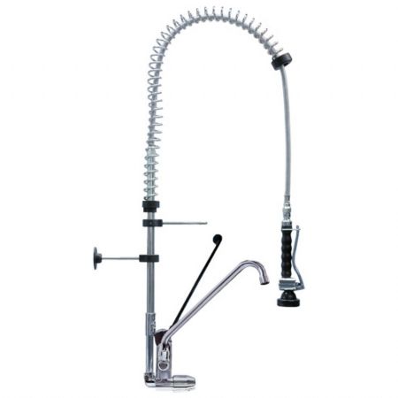 Robinetterie professionnelle plonge cuisine sur mélangeur monotrou à levier unique bec pivotant 300 mm et raccord 1/2