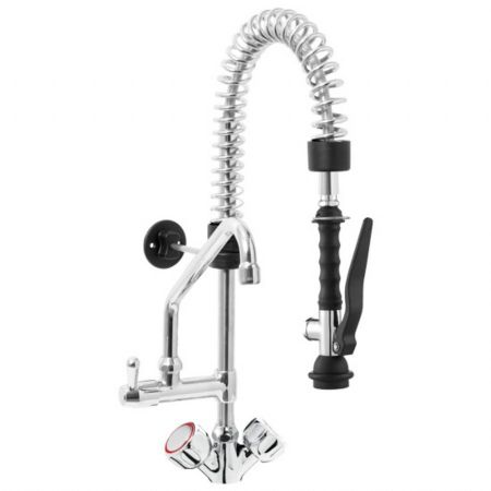 Robinetterie professionnelle plonge cuisine Douche vaisselle sur mélangeur monotrou bec pivotant, raccord 3/8 - Virtus - GDZ0052/M
