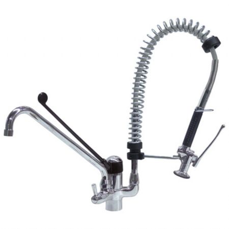 Robinetterie professionnelle plonge cuisine Douche vaisselle mitigeur monotrou à levier unique levier long - 1/2