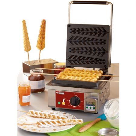 Gaufrier professionnel monophasé simple forme épi sur bâtonnet - Diamond Promo - GE-4X/EN