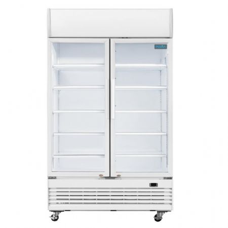 Vitrine murale de Supermarché positive 2 portes à charnières blanche 950 L - Polar - GE580
