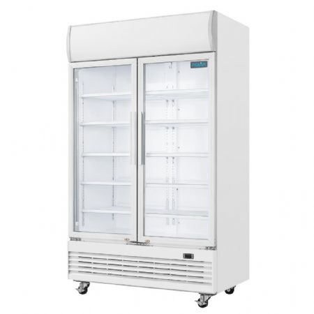 Vitrine murale de Supermarché positive 2 portes à charnières blanche 950 L - Polar - GE580