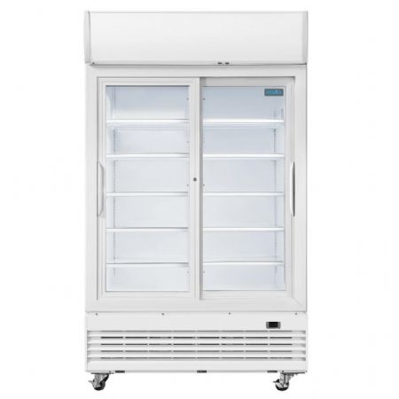 Vitrine murale de Supermarché positive 2 portes coulissantes blanche 950 L - Polar - GE581