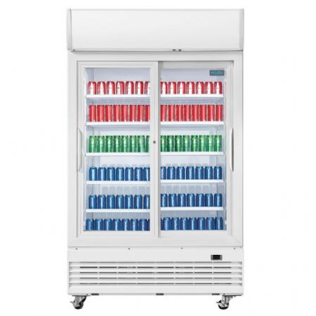 Vitrine murale de Supermarché positive 2 portes coulissantes blanche 950 L - Polar - GE581