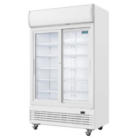 Vitrine murale de Supermarché positive 2 portes coulissantes blanche 950 L - Polar - GE581
