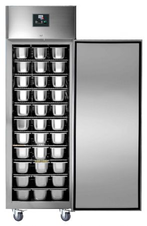 Armoire pâtissière négative inox 1 porte 600x800 mm, 583 L, -18/-22°C, 10 grilles - l2g - GE800BT