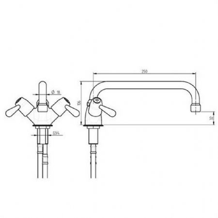 Robinetterie professionnelle pour plonge cuisine en laiton chromé 185x60x310 mm - Eratos - GEB-2