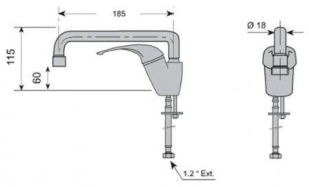 Robinet mélangeur monotrou hauteur 115mm en laiton chromé