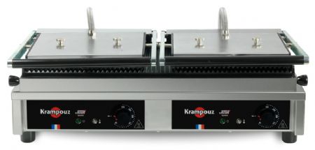 Grill de contact professionnel double fonte émaillée plaques striées 52 x 23 cm - Krampouz - GECID5AO