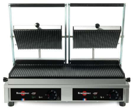 Grill de contact professionnel double fonte émaillée plaques striées 52 x 23 cm - Krampouz - GECID5AO
