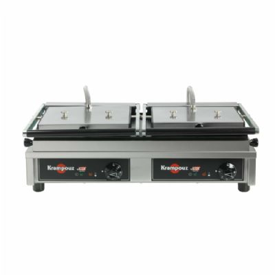 Grill de contact professionnel double plaques lisses - 520x230 mm