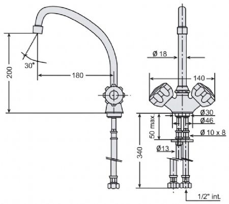 Robinet mélangeur monotrou en laiton chromé