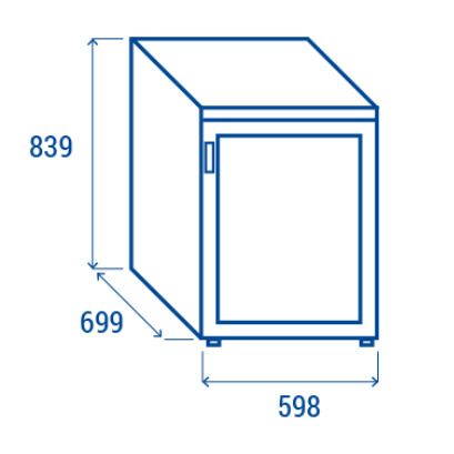 R�frig�rateur 1 porte vitr�e  double verre de s�curit� tremp�  capacit� 200 Litres 2 �tag�res R290