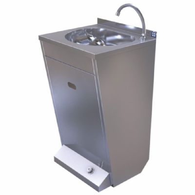 Lave-mains mural inox avec commande au pied et cuve 412x337 mm