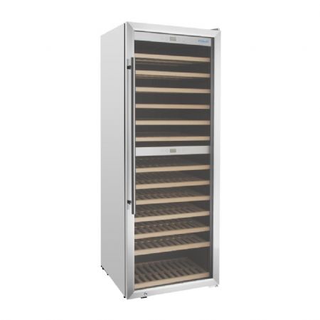 Cave  vin bi-zone inox 1 porte vitre 109 bouteilles 326 litres