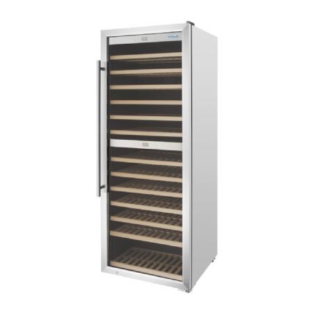 Cave  vin bi-zone inox 1 porte vitre 109 bouteilles 326 litres