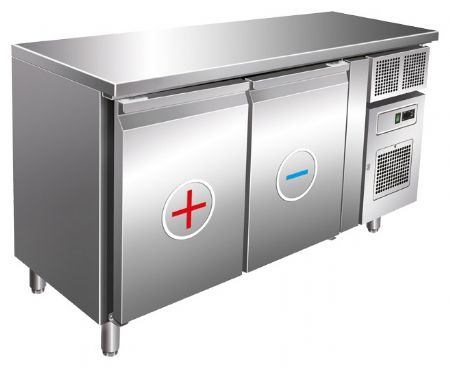 Table réfrigérée professionnelle positive et négative 2 portes 216 L - Nosem - GN2101TNBT