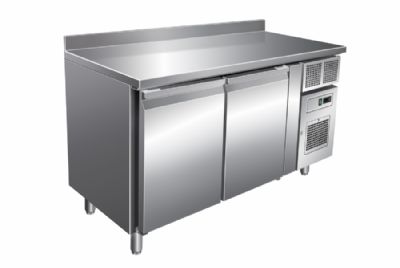 Table froide positive inox 2 portes avec dosseret température -2/+8°C Table froide positive inox 2 portes avec dosseret température -2/+8°C