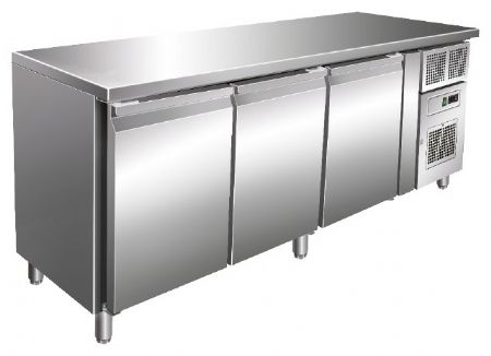 Table desserte négative réfrigérée 464 L - GN 1/1 - 3 portes - Sans dosseret - Avec groupe logé - Nosem - GN3101BT