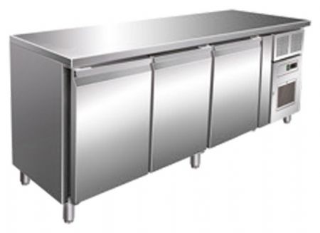 Table desserte réfrigérée gastro -2/+8°C avec groupe logé - 464 L - 3 portes - Sans dosseret - Nosem - GN3101TNA