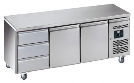 Desserte réfrigérée inox positive centrale 2 portes GN 1/1 + 1 bloc 3 tiroirs, 465 L, sur roulettes - l2g - GN3130TN Desserte réfrigérée inox positive centrale 2 portes GN 1/1 + 1 bloc 3 tiroirs, 465 L, sur roulettes - l2g - GN3130TN