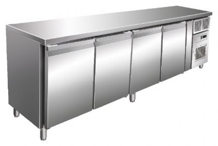 Table desserte réfrigérée positive 616 L - Sans dosseret - 4 portes - Avec groupe logé - Nosem - GN4101TN Table desserte réfrigérée positive 616 L - Sans dosseret - 4 portes - Avec groupe logé - Nosem - GN4101TN