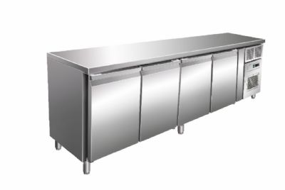 Table froide positive inox 4 portes - température -2/+8°C et 616 L Table froide positive inox 4 portes - température -2/+8°C et 616 L