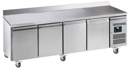 Desserte réfrigérée inox positive avec dosseret 100x20 mm 4 portes GN 1/1, 616 L, sur roulettes - l2g - GN4200TN Desserte réfrigérée inox positive avec dosseret 100x20 mm 4 portes GN 1/1, 616 L, sur roulettes - l2g - GN4200TN