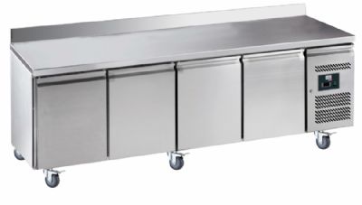 Table desserte rfrigre avec dosseret 100x20 mm -2/+8c  avec 4 portes 600x400 - 616 litres