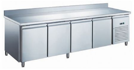 Table desserte négative professionnelle 4 portes avec dosseret 553 L - Furnotel - GN4201BTX