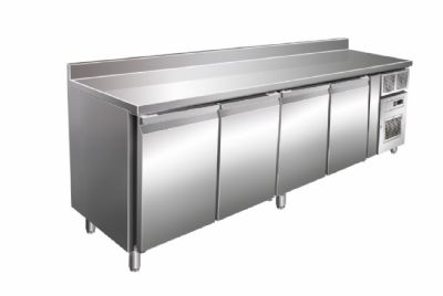 Table froide positive inox avec dosseret 4 portes température -2/+8°C Table froide positive inox avec dosseret 4 portes température -2/+8°C