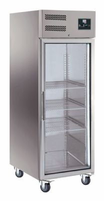 Conglateur vertical Inox avec 1 porte vitre -18/-22C - 650L