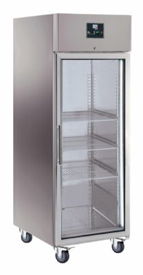 Rfrigrateur positif inox avec 1 porte vitre  - 650 litres