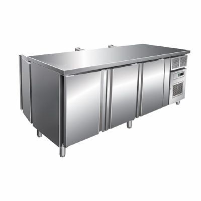 Table froide traversante inox 6 portes GN 1/1 plage -2/+8°C Table froide traversante inox 6 portes GN 1/1 plage -2/+8°C